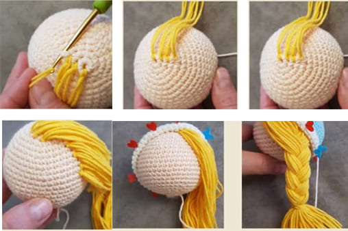 Crochet Rattle Snow Maiden Free PDF Amigurumi Pattern Hair