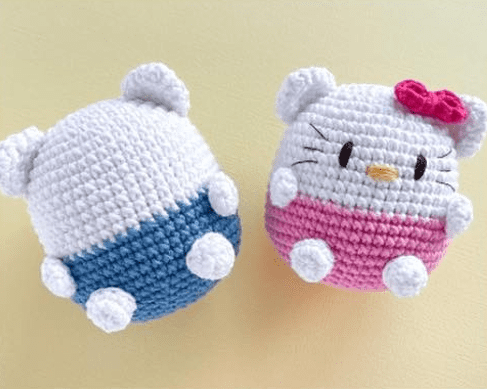 Hello Kitty Keychain PDF Crochet Amigurumi Pattern Face