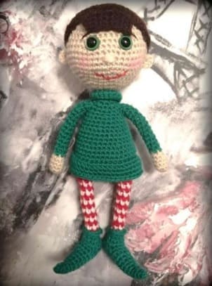 Lanny Santas Helper Crochet Doll PDF Amigurumi Free Pattern Hair