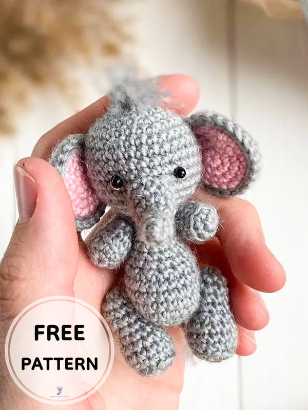 PDF Crochet Cute Elephant Keychain Amigurumi Free Pattern 01