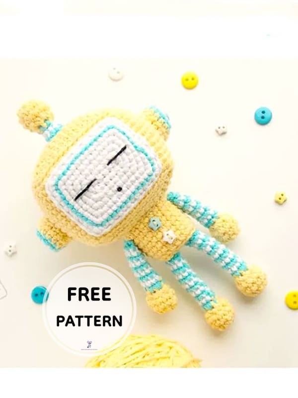 PDF Crochet Sleeping Robot Amigurumi Free Pattern 1