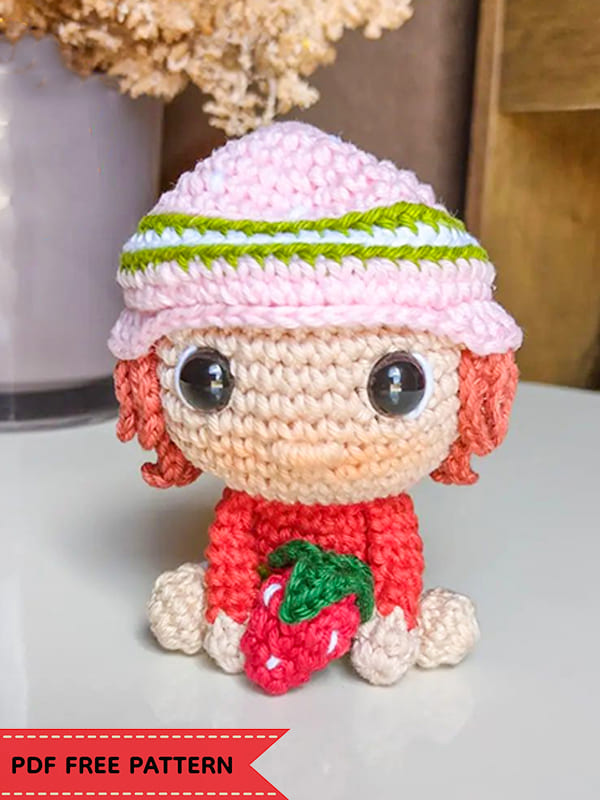 PDF Crochet Strawberry Girl Amigurumi Free Pattern 01