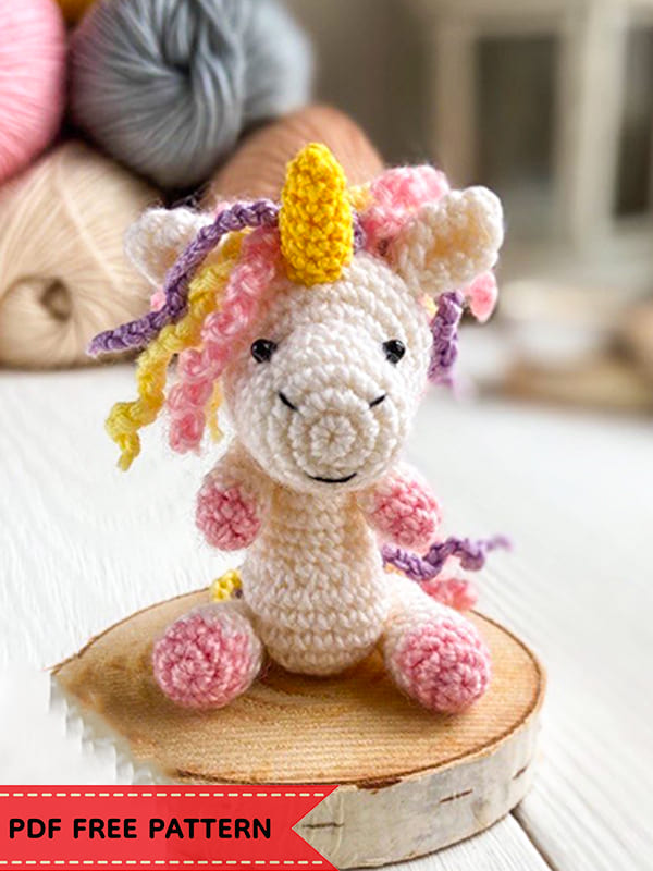 PDF Crochet Unicorn Keychain Amigurumi Free Pattern 01