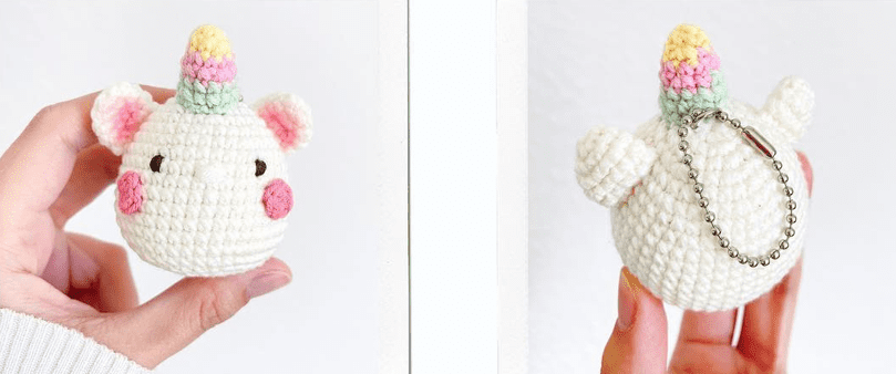 PDF Crochet Unicorn Keychain Amigurumi Free Pattern 3