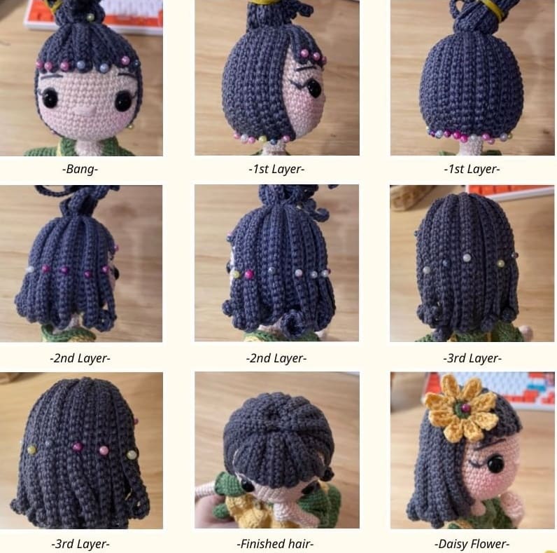 Farm Girl Emma Crochet Doll PDF Amigurumi Free Pattern Hair