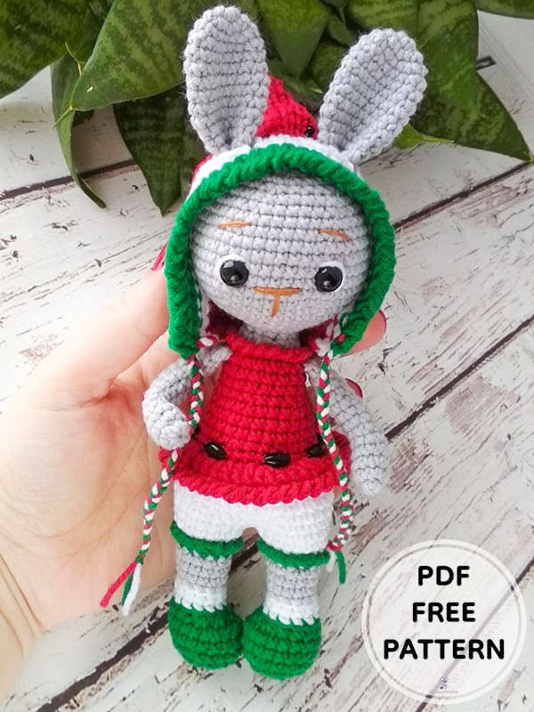 Crochet Bunny Watermelon PDF Amigurumi Free Pattern 1 1