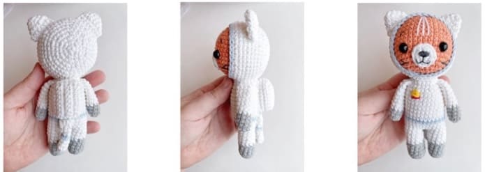 Crochet Cat Cosmonaut PDF Amigurumi Free Pattern Tail
