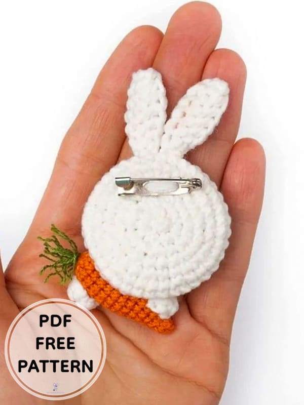 Cute Crochet Bunny Brooch PDF Amigurumi Free Pattern 2 1