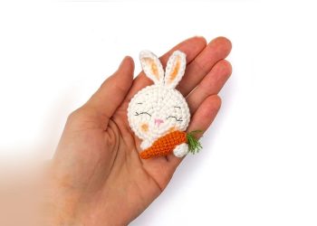 Cute Crochet Bunny Brooch PDF Amigurumi Free Pattern