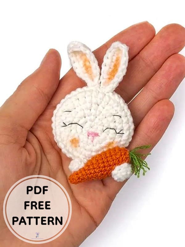 Cute Crochet Bunny Brooch PDF Amigurumi Free Pattern