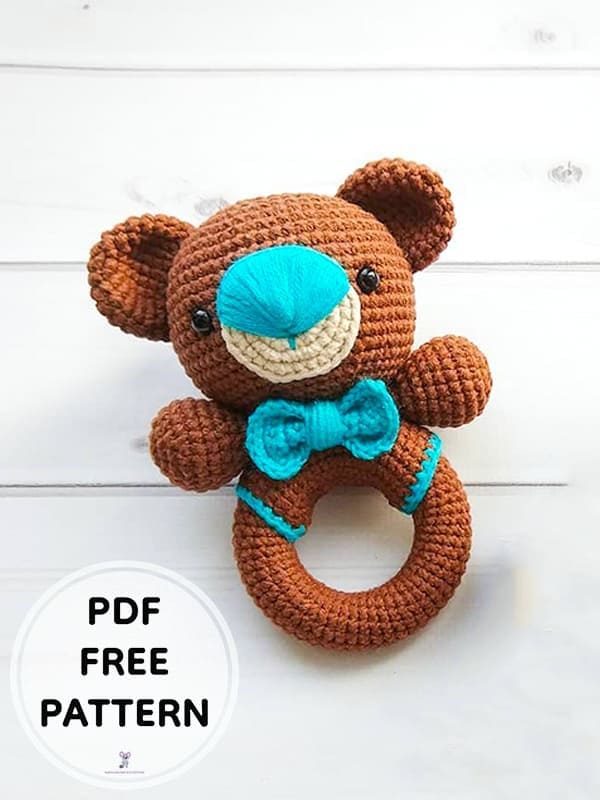 Crochet Bear Puffy Rattle PDF Amigurumi Free Pattern