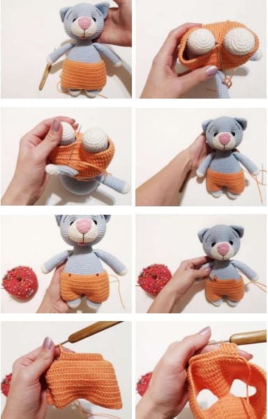 Crochet Cute Cat PDF Amigurumi Free Pattern Overalls 2