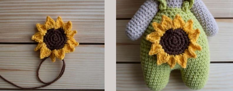 Crochet Doll Lina PDF Amigurumi Free Pattern Sunflower Pocket