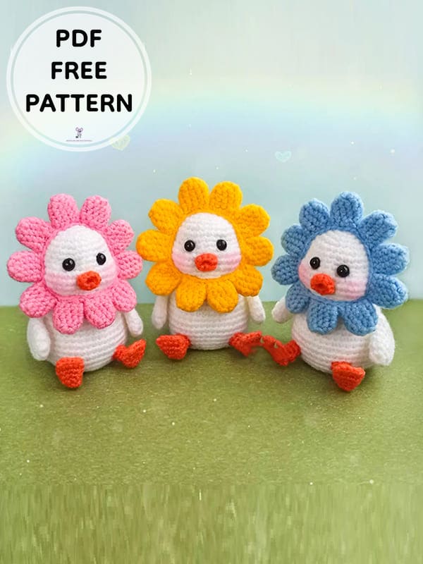 Crochet Duck Flower PDF Amigurumi Free Pattern 3