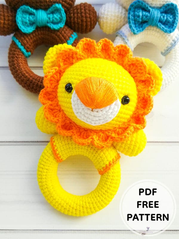 Crochet Lion Rattle PDF Amigurumi Free Pattern