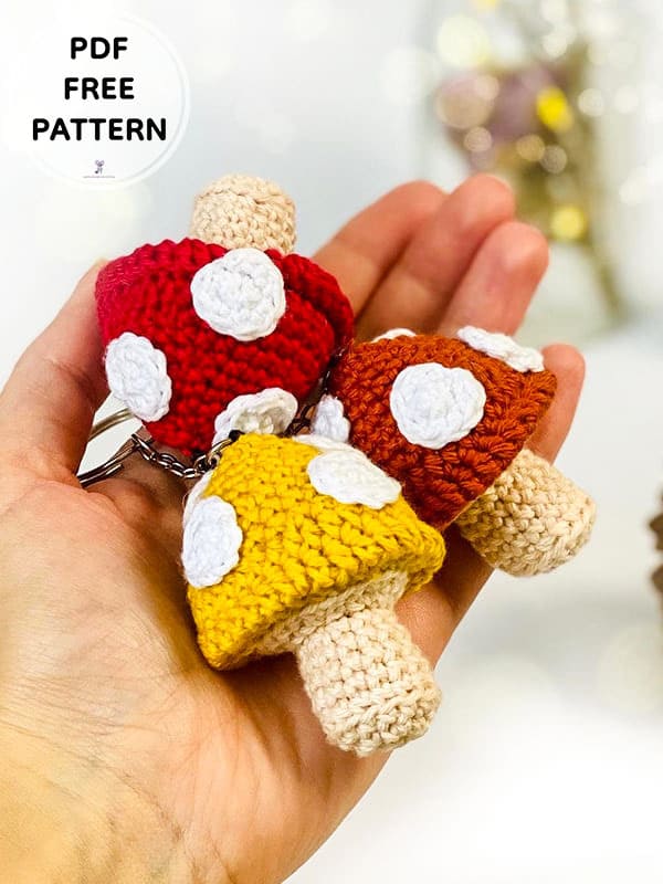 Crochet Mushroom Keychain PDF Amigurumi Free Pattern 1 1