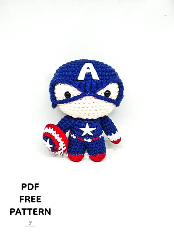 Captain America Crochet Doll Amigurumi PDF Free Pattern