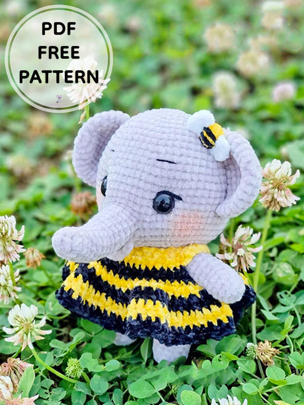 Crochet Little Elephant Bee PDF Amigurumi Free Pattern 2