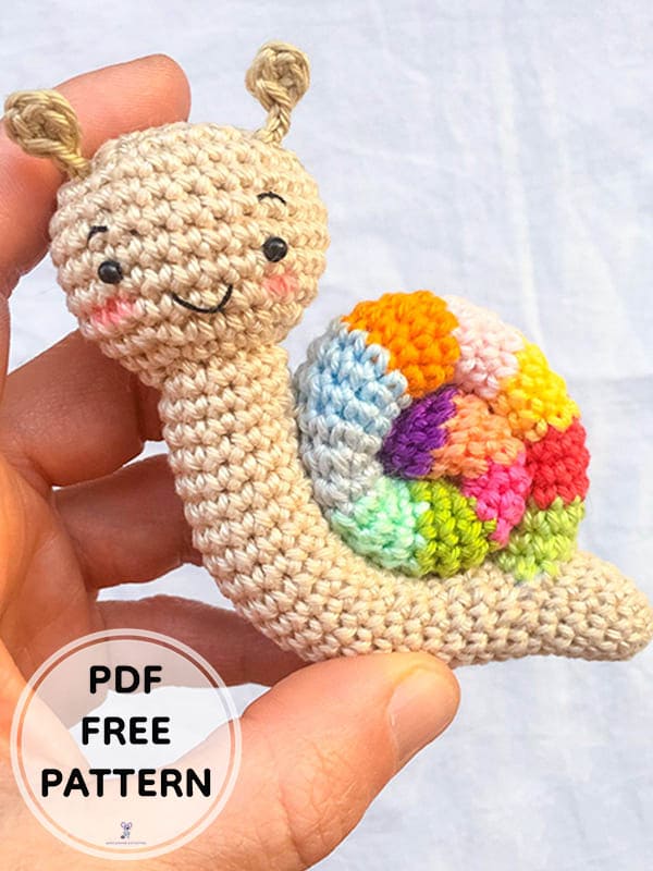 Crochet Rainbow Snail Amigurumi PDF Free Pattern