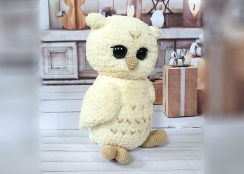 White Plush Crochet Owl PDF Amigurumi Free Pattern
