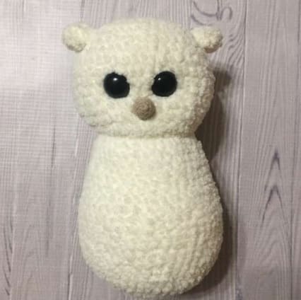 White Plush Crochet Owl PDF Amigurumi Free Pattern Body 1