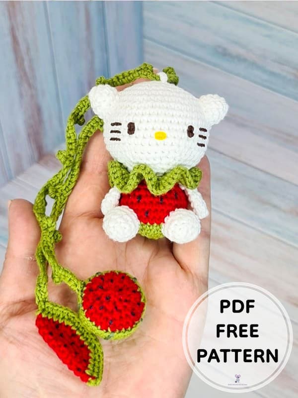 Crochet Hello Kitty Keychain Amigurumi PDF Free Pattern