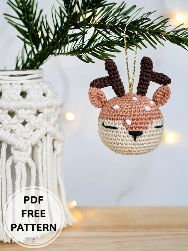 Deer Ornament Crochet Amigurumi Free PDF Pattern
