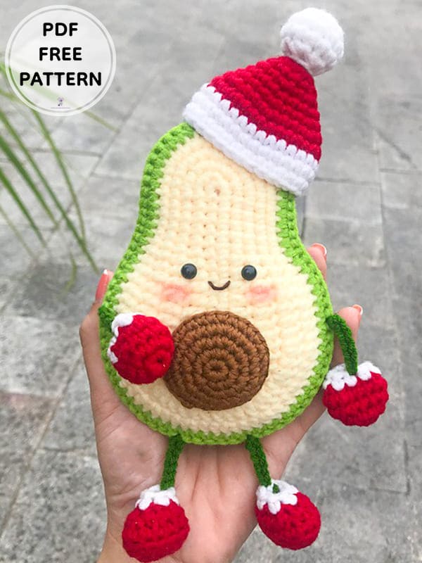 Crochet Avocado For Christmas Amigurumi Free Pattern