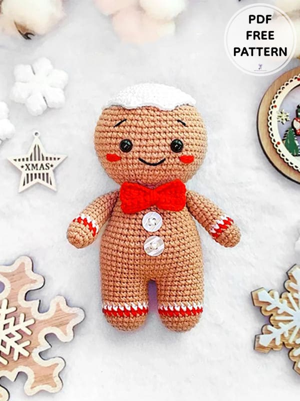 Crochet Gingerbread Man Amigurumi Free PDF Pattern