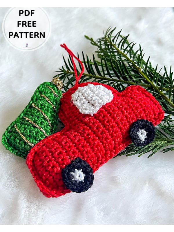 Red Truck Crochet Christmas Ornament Free Pattern