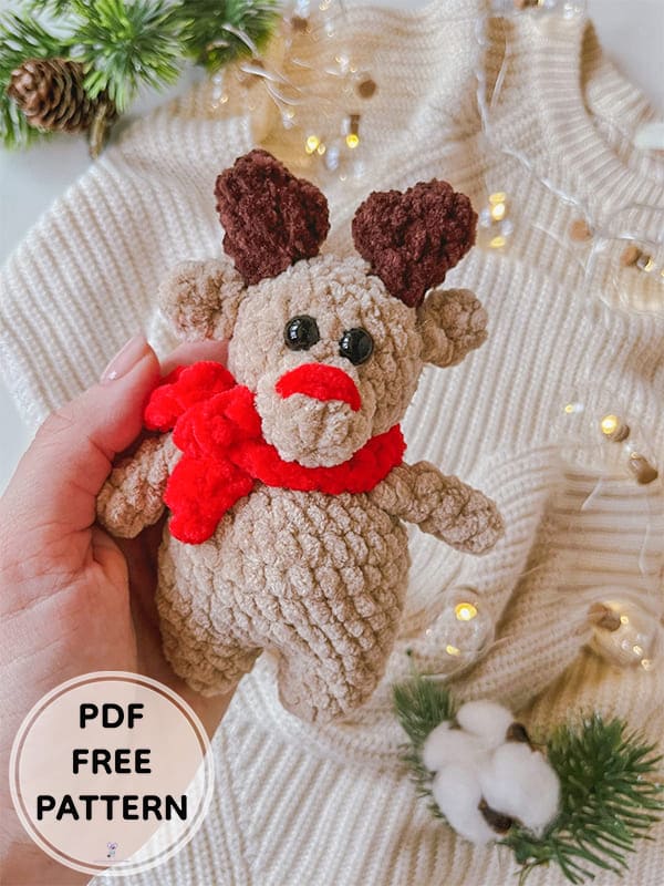 Crochet Christmas Plush Deer Amigurumi Free Pattern