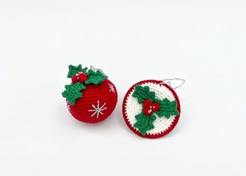 Crochet Holly Bauble Ornament Free PDF Pattern